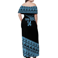 Fiji Rugby 2025 Custom Off Shoulder Maxi Dress Fijian Tapa Toso Viti Toso - Black LT14 - Polynesian Pride