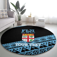 Fiji Rugby 2025 Custom Round Carpet Fijian Tapa Toso Viti Toso - Black LT14 - Polynesian Pride