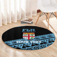 Fiji Rugby 2025 Custom Round Carpet Fijian Tapa Toso Viti Toso - Black LT14 - Polynesian Pride