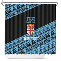 Fiji Rugby 2025 Custom Shower Curtain Fijian Tapa Toso Viti Toso - Black LT14 Black - Polynesian Pride