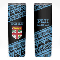 Fiji Rugby 2025 Custom Skinny Tumbler Fijian Tapa Toso Viti Toso - Black LT14 Black - Polynesian Pride
