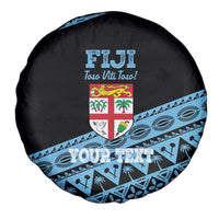 Fiji Rugby 2025 Custom Spare Tire Cover Fijian Tapa Toso Viti Toso - Black LT14 - Polynesian Pride