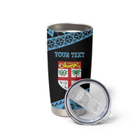 Fiji Rugby 2025 Custom Tumbler Cup Fijian Tapa Toso Viti Toso - Black LT14 - Polynesian Pride