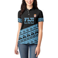 Fiji Rugby 2025 Custom Women Polo Shirt Fijian Tapa Toso Viti Toso - Black LT14 - Polynesian Pride