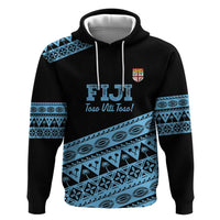 Fiji Rugby 2025 Custom Zip Hoodie Fijian Tapa Toso Viti Toso - Black LT14 Pullover Hoodie Black - Polynesian Pride