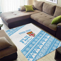Fiji Rugby 2025 Custom Area Rug Fijian Tapa Toso Viti Toso - White LT14 - Polynesian Pride