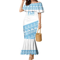 Fiji Rugby 2025 Custom Family Matching Mermaid Dress and Hawaiian Shirt Fijian Tapa Toso Viti Toso - White LT14 Mom's Dress White - Polynesian Pride