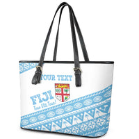Fiji Rugby 2025 Custom Leather Tote Bag Fijian Tapa Toso Viti Toso - White LT14 - Polynesian Pride