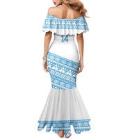 Fiji Rugby 2025 Custom Mermaid Dress Fijian Tapa Toso Viti Toso - White LT14 - Polynesian Pride