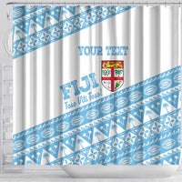 Fiji Rugby 2025 Custom Shower Curtain Fijian Tapa Toso Viti Toso - White LT14 - Polynesian Pride