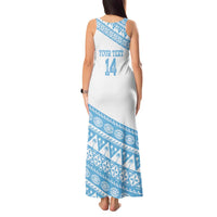 Fiji Rugby 2025 Custom Tank Maxi Dress Fijian Tapa Toso Viti Toso - White LT14 - Polynesian Pride