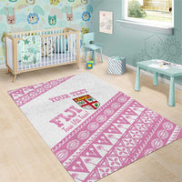 Fiji Rugby 2025 Custom Area Rug Fijian Tapa Toso Viti Toso - Pink LT14 - Polynesian Pride
