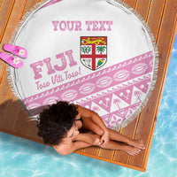 Fiji Rugby 2025 Custom Beach Blanket Fijian Tapa Toso Viti Toso - Pink LT14 - Polynesian Pride