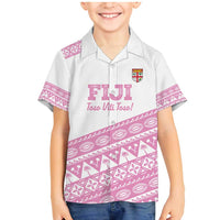 Fiji Rugby 2025 Custom Family Matching Mermaid Dress and Hawaiian Shirt Fijian Tapa Toso Viti Toso - Pink LT14 Son's Shirt Pink - Polynesian Pride