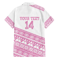 Fiji Rugby 2025 Custom Family Matching Off Shoulder Short Dress and Hawaiian Shirt Fijian Tapa Toso Viti Toso - Pink LT14 - Polynesian Pride