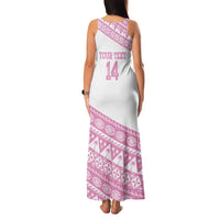 Fiji Rugby 2025 Custom Family Matching Tank Maxi Dress and Hawaiian Shirt Fijian Tapa Toso Viti Toso - Pink LT14 - Polynesian Pride