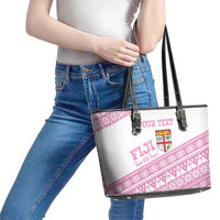 Fiji Rugby 2025 Custom Leather Tote Bag Fijian Tapa Toso Viti Toso - Pink LT14 - Polynesian Pride
