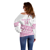 Fiji Rugby 2025 Custom Off Shoulder Sweater Fijian Tapa Toso Viti Toso - Pink LT14 - Polynesian Pride