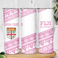 Fiji Rugby 2025 Custom Skinny Tumbler Fijian Tapa Toso Viti Toso - Pink LT14 - Polynesian Pride