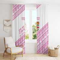 Fiji Rugby 2025 Custom Window Curtain Fijian Tapa Toso Viti Toso - Pink LT14 - Polynesian Pride