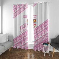 Fiji Rugby 2025 Custom Window Curtain Fijian Tapa Toso Viti Toso - Pink LT14 With Grommets Pink - Polynesian Pride