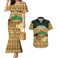 Bula Fiji Kava Bowl Couples Matching Mermaid Dress and Hawaiian Shirt Fijian Tapa Cloth Vintage Vibe LT14 Brown - Polynesian Pride