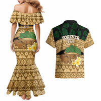 Bula Fiji Kava Bowl Couples Matching Mermaid Dress and Hawaiian Shirt Fijian Tapa Cloth Vintage Vibe LT14 - Polynesian Pride