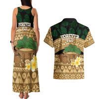 Bula Fiji Kava Bowl Couples Matching Tank Maxi Dress and Hawaiian Shirt Fijian Tapa Cloth Vintage Vibe LT14 - Polynesian Pride