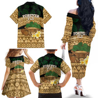Bula Fiji Kava Bowl Family Matching Off The Shoulder Long Sleeve Dress and Hawaiian Shirt Fijian Tapa Cloth Vintage Vibe LT14 - Polynesian Pride