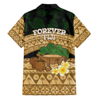 Bula Fiji Kava Bowl Family Matching Off The Shoulder Long Sleeve Dress and Hawaiian Shirt Fijian Tapa Cloth Vintage Vibe LT14 - Polynesian Pride