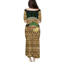 Bula Fiji Kava Bowl Family Matching Puletasi and Hawaiian Shirt Fijian Tapa Cloth Vintage Vibe