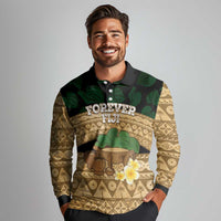 Bula Fiji Kava Bowl Long Sleeve Polo Shirt Fijian Tapa Cloth Vintage Vibe LT14 - Polynesian Pride