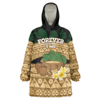 Bula Fiji Kava Bowl Wearable Blanket Hoodie Fijian Tapa Cloth Vintage Vibe LT14 One Size Brown - Polynesian Pride