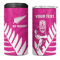 New Zealand Silver Fern Rugby Custom 4 in 1 Can Cooler Tumbler Go All Black Maori Pink Version LT14 One Size: 16 oz Pink - Polynesian Pride