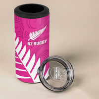 New Zealand Silver Fern Rugby Custom 4 in 1 Can Cooler Tumbler Go All Black Maori Pink Version LT14 - Polynesian Pride