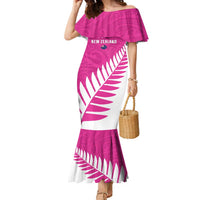 New Zealand Silver Fern Rugby Custom Family Matching Mermaid Dress and Hawaiian Shirt Go All Black Maori Pink Version LT14 Mom's Dress Pink - Polynesian Pride