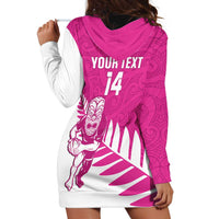 New Zealand Silver Fern Rugby Custom Hoodie Dress Go All Black Maori Pink Version LT14 - Polynesian Pride