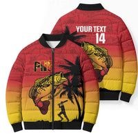 Custom Papua New Guinea Cricket Bomber Puffer Jacket PNG Barramundis - Polynesian Pride