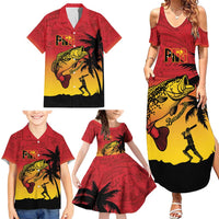 Custom Papua New Guinea Cricket Family Matching Summer Maxi Dress and Hawaiian Shirt PNG Barramundis LT14 - Polynesian Pride