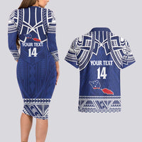 Custom Samoa Cricket Couples Matching Long Sleeve Bodycon Dress and Hawaiian Shirt Go Champions Samoan - Polynesian Pride