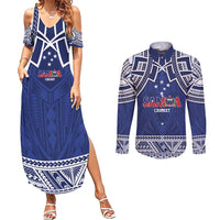 Custom Samoa Cricket Couples Matching Summer Maxi Dress and Long Sleeve Button Shirt Go Champions Samoan - Polynesian Pride