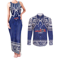 Custom Samoa Cricket Couples Matching Tank Maxi Dress and Long Sleeve Button Shirt Go Champions Samoan - Polynesian Pride