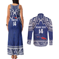 Custom Samoa Cricket Couples Matching Tank Maxi Dress and Long Sleeve Button Shirt Go Champions Samoan - Polynesian Pride