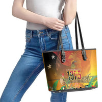 Papua New Guinea Independence Day Leather Tote Bag One People One Nation One Country