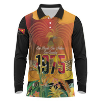 Personalised Papua New Guinea Independence Day Long Sleeve Polo Shirt One People One Nation One Country