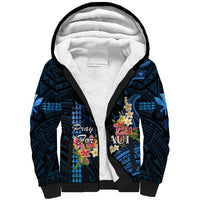 Hawaii Sherpa Hoodie Pray For Maui Hawaiian Plumeria Be Strong Blue Verison LT14 Unisex Blue - Polynesian Pride
