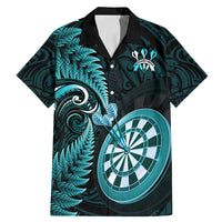 New Zealand Darts Family Matching Mermaid Dress and Hawaiian Shirt Happiness Is A Tight Threesome Maori Turquoise LT14 Dad's Shirt - Short Sleeve Turquoise - Polynesian Pride