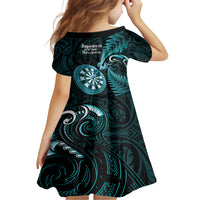 New Zealand Darts Family Matching Short Sleeve Bodycon Dress and Hawaiian Shirt Happiness Is A Tight Threesome Maori Turquoise LT14 - Polynesian Pride