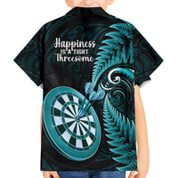 New Zealand Darts Family Matching Summer Maxi Dress and Hawaiian Shirt Happiness Is A Tight Threesome Maori Turquoise LT14 Son's Shirt Turquoise - Polynesian Pride