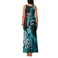 New Zealand Darts Family Matching Tank Maxi Dress and Hawaiian Shirt Happiness Is A Tight Threesome Maori Turquoise LT14 - Polynesian Pride